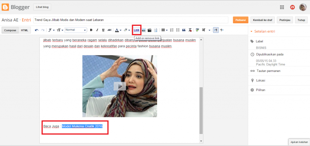 Cara Membuat Link Pada Blog